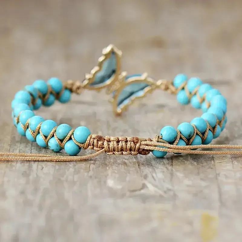 Elegant Turquoise Crystal Butterfly Bracelet | Handcrafted Bohemian Jewelry for Women