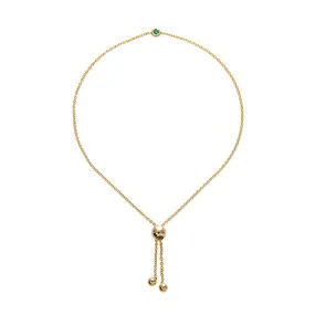 Emerald Bezel 14K Yellow Gold Bolo Bracelet