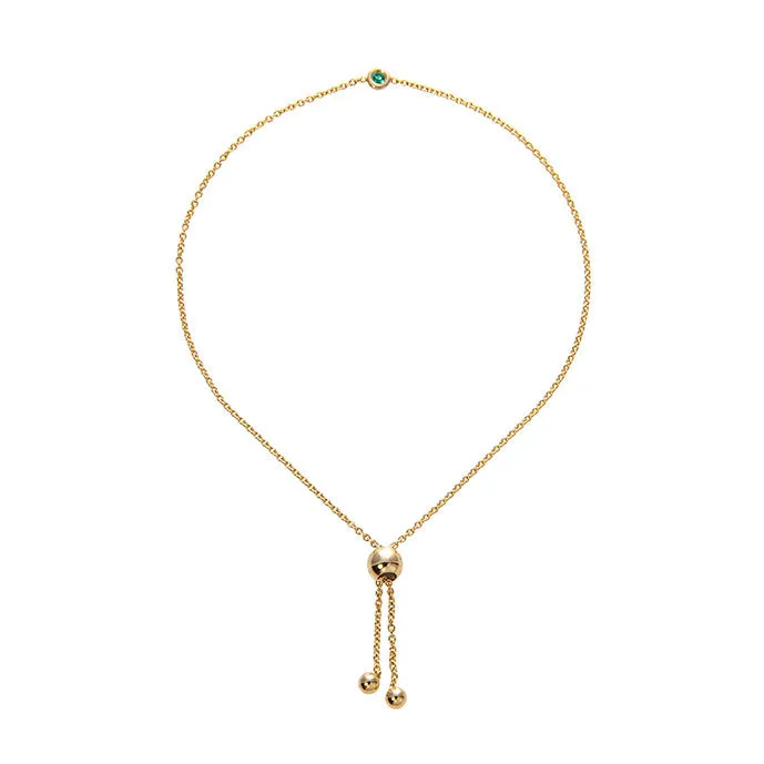 Emerald Bezel 14K Yellow Gold Bolo Bracelet