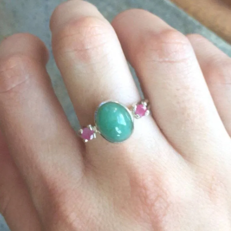 Emerald Bezel Ring - Green Gemstone Ring - Natural Emerald Ring