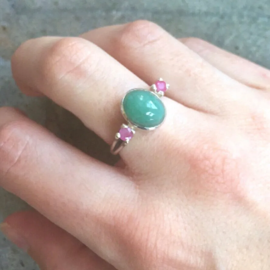 Emerald Bezel Ring - Green Gemstone Ring - Natural Emerald Ring
