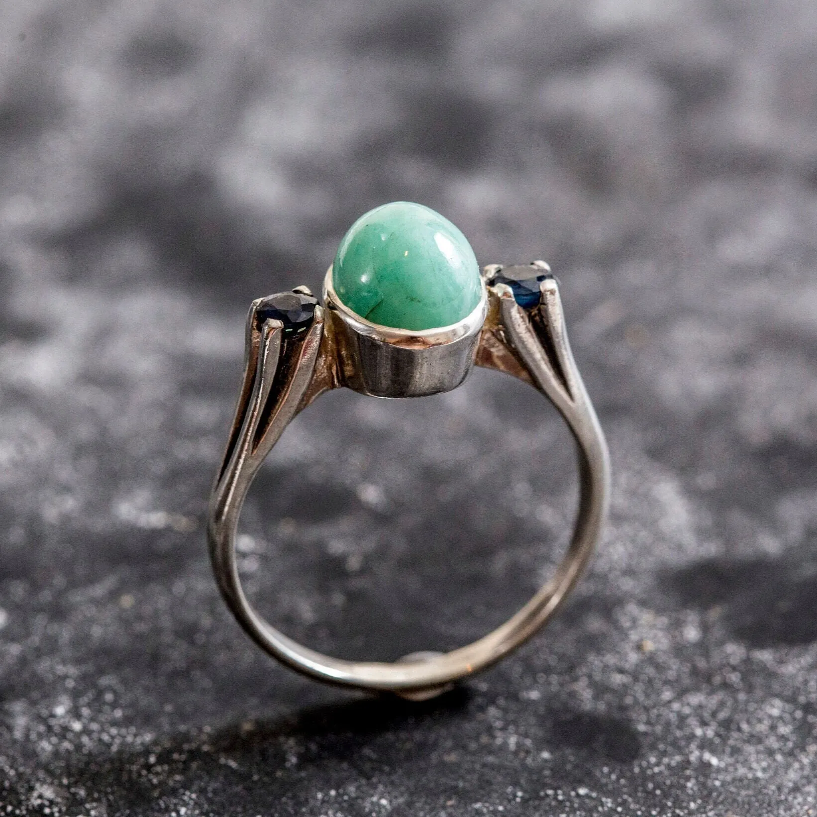 Emerald Bezel Ring - Green Gemstone Ring - Natural Emerald Ring