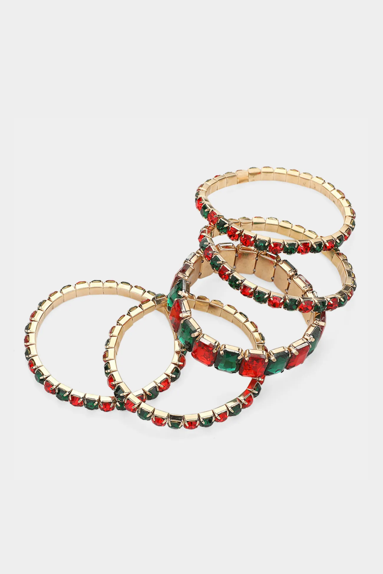 Emerald Cut Round Stone Stretch Bracelets
