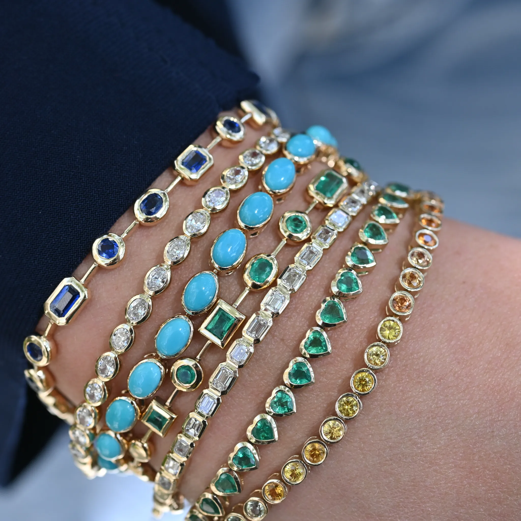 Emerald Multi Shape Bezel Segment Bracelet