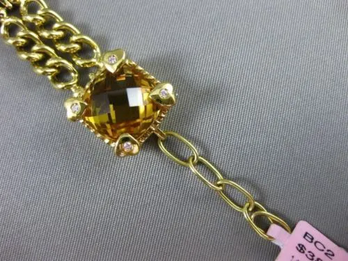 ESTATE LARGE .30CT DIAMOND & MULTI GEM 14KT YELLOW GOLD 3D HEART TOGGLE BRACELET
