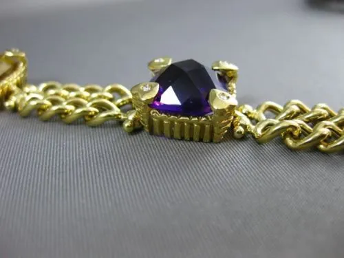 ESTATE LARGE .30CT DIAMOND & MULTI GEM 14KT YELLOW GOLD 3D HEART TOGGLE BRACELET