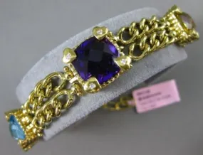 ESTATE LARGE .30CT DIAMOND & MULTI GEM 14KT YELLOW GOLD 3D HEART TOGGLE BRACELET