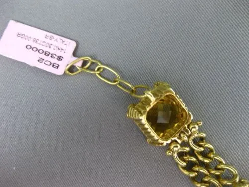 ESTATE LARGE .30CT DIAMOND & MULTI GEM 14KT YELLOW GOLD 3D HEART TOGGLE BRACELET