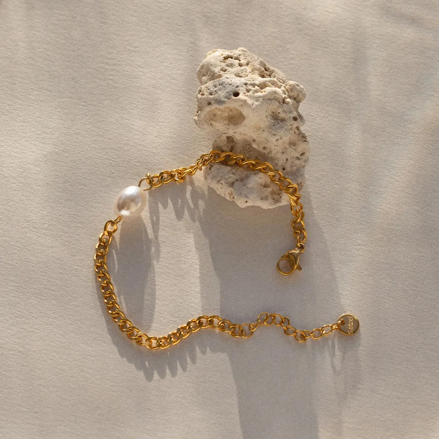 Estelle - Pearl Chain Bracelet Stainless Steel