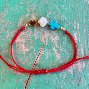 Faith, Hope And Love Red Cord Adjustable Bracelet