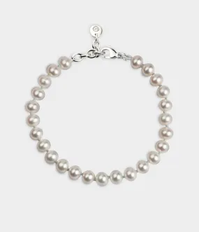 Faith Pearl Bracelet / Sterling Silver / White Pearls