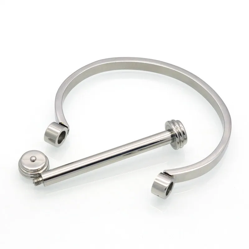 Fashion Women Barbell Dumbbell Screw Bracelet pulseira feminina Gold Bracelets & Bangles masculina Men Stainless Steel Jewelry