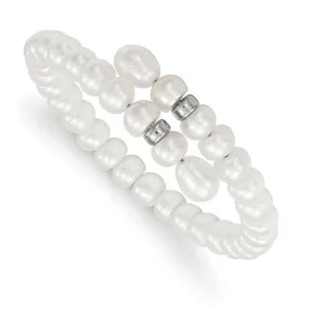 Fresh Water Button Rice Pearl Flexible Bracelet