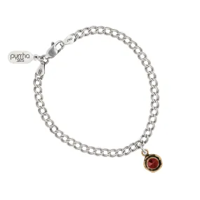 Garnet Small Faceted Stone Talisman Chain Bracelet