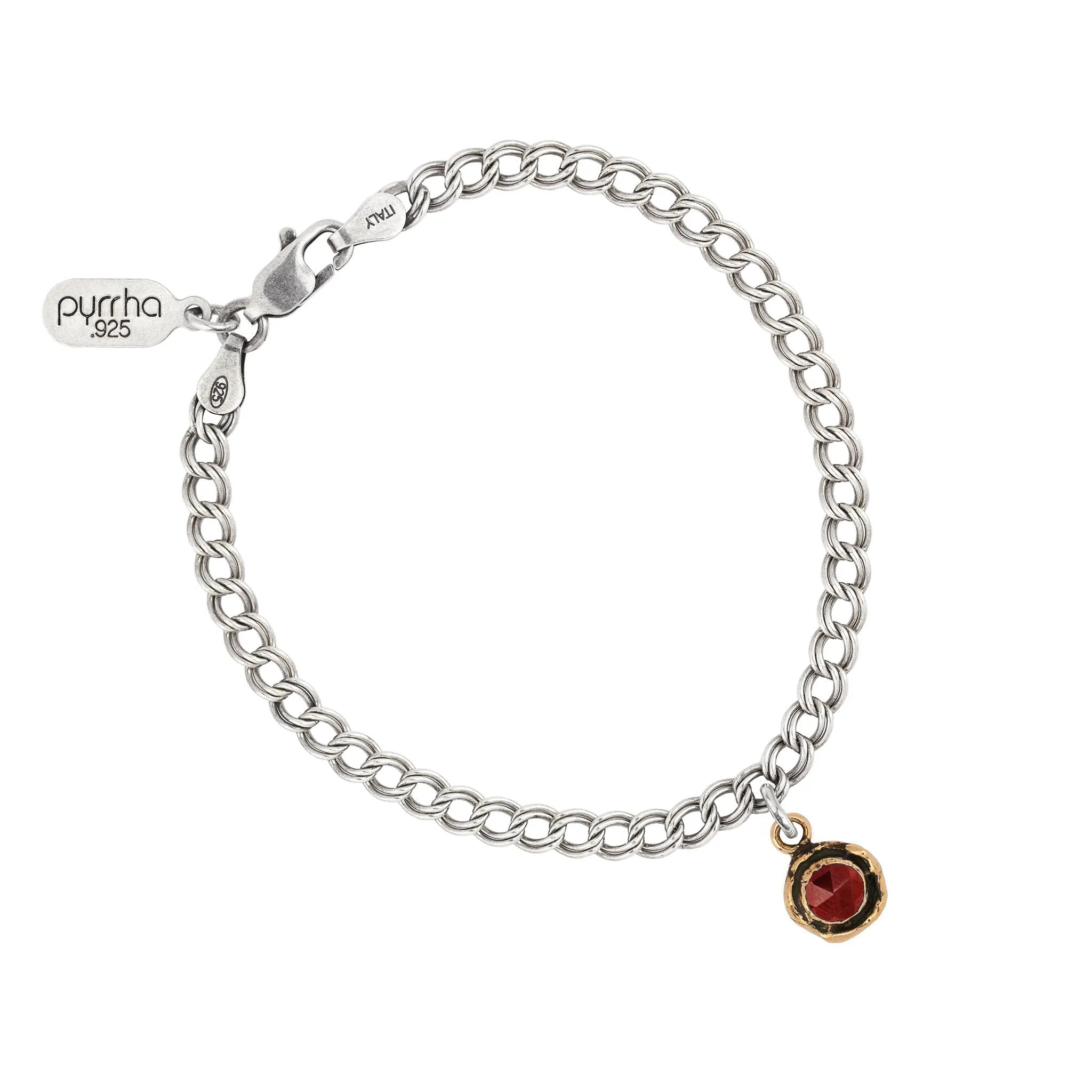 Garnet Small Faceted Stone Talisman Chain Bracelet