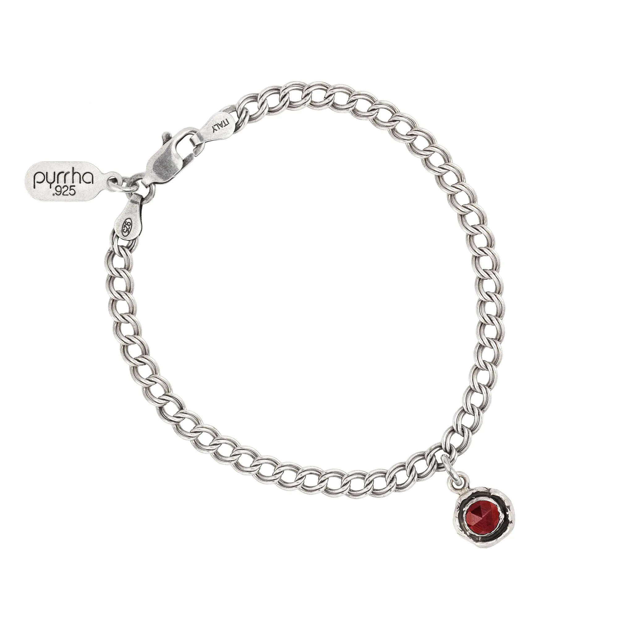 Garnet Small Faceted Stone Talisman Chain Bracelet