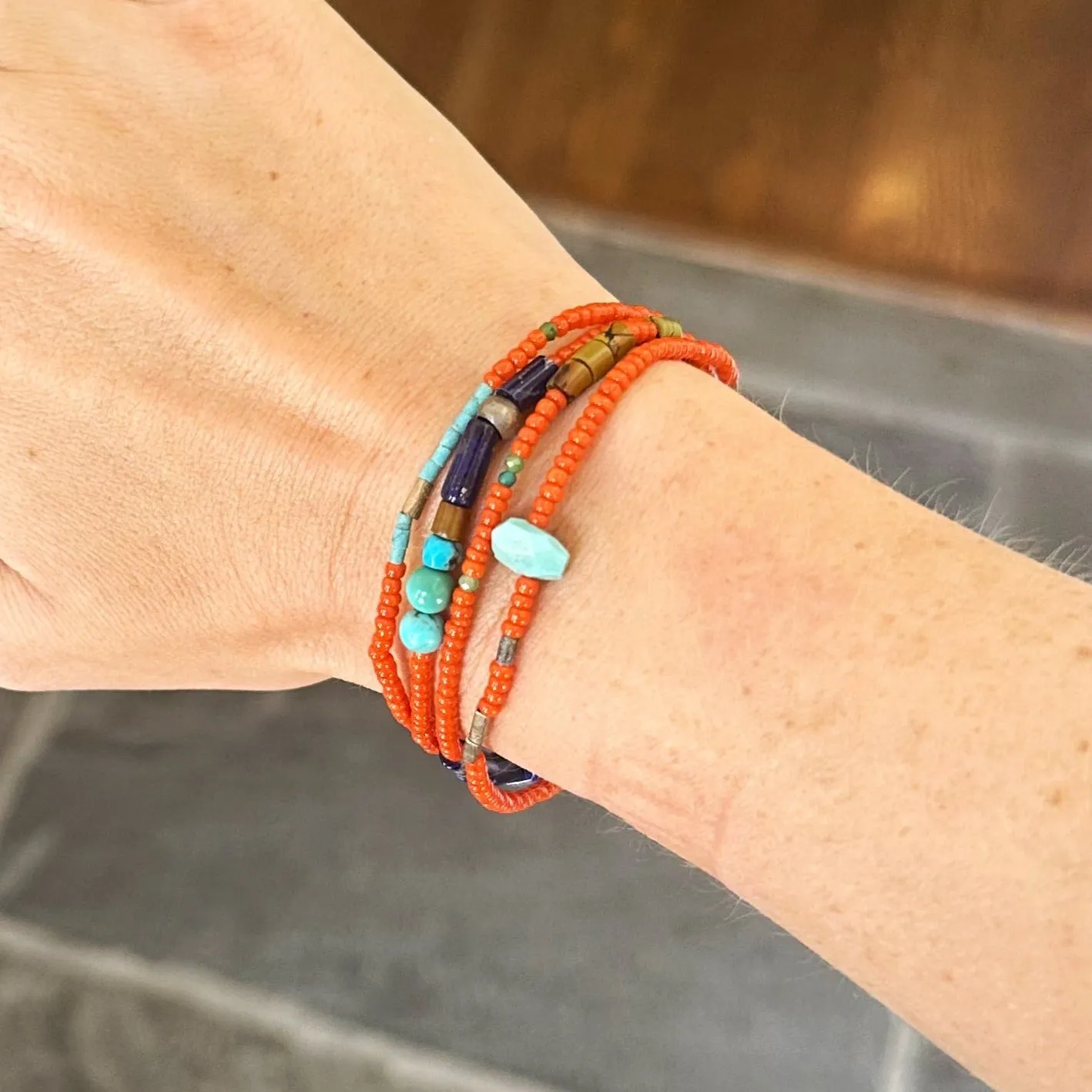 Gemstone Mix & Turquoise Accent Bracelet
