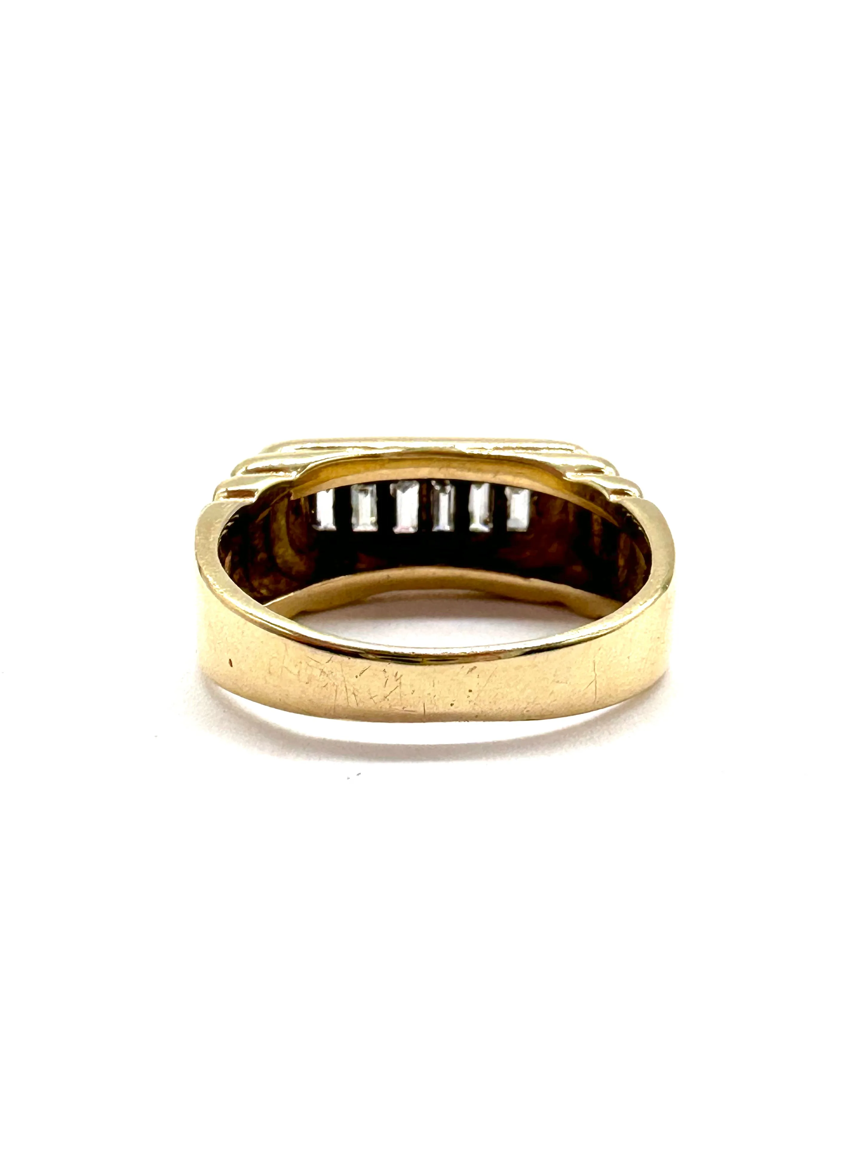 Gents Diamond Baguette Ribbed Ring