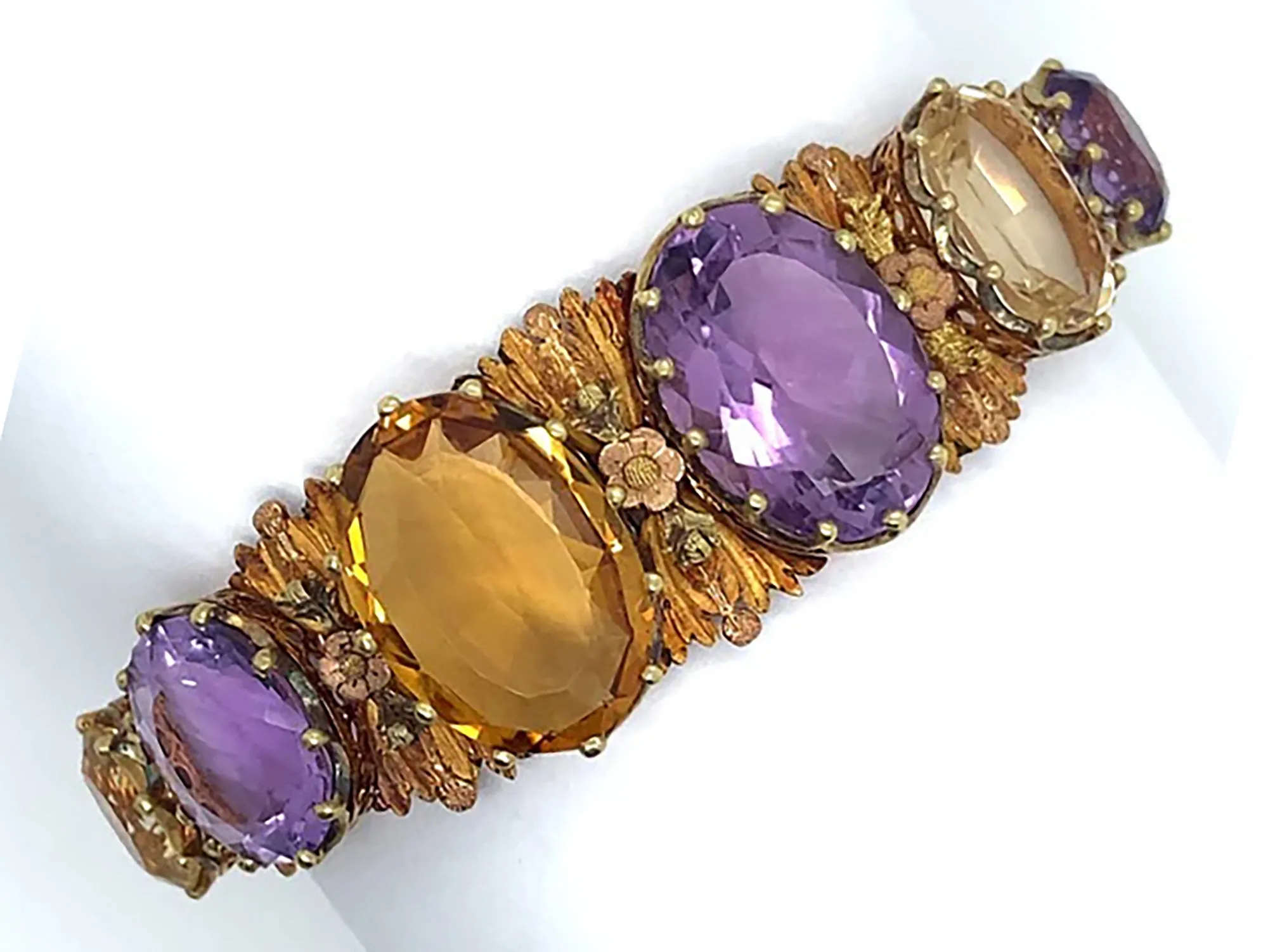 Georgian gold amethyst and citrine bracelet
