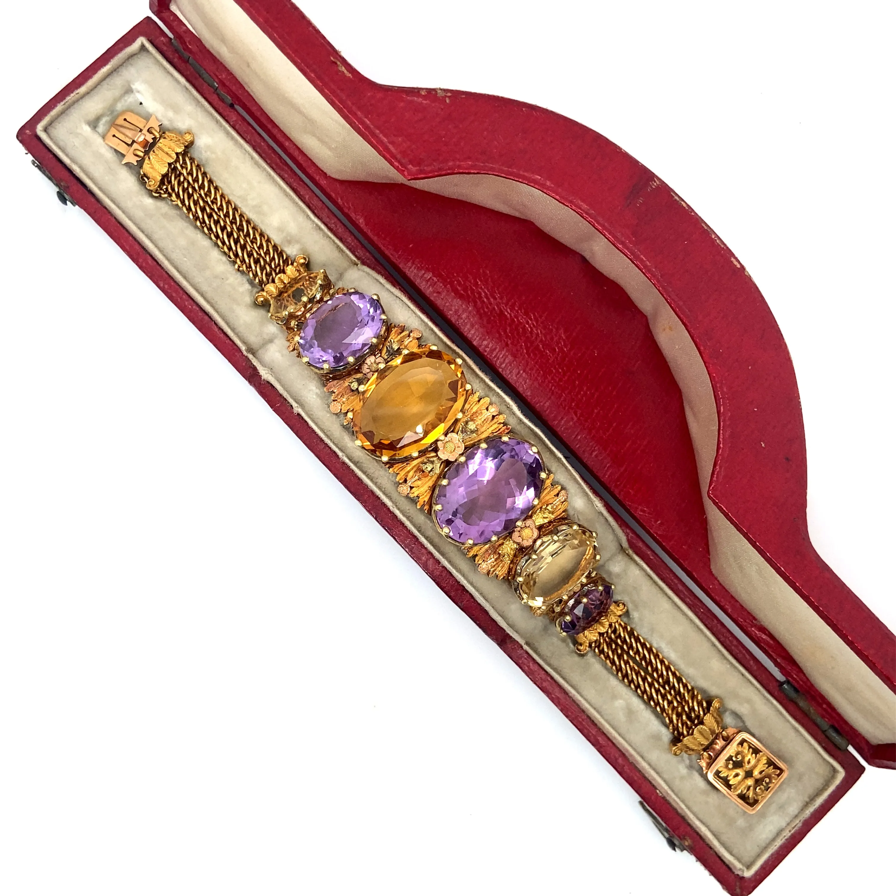 Georgian gold amethyst and citrine bracelet