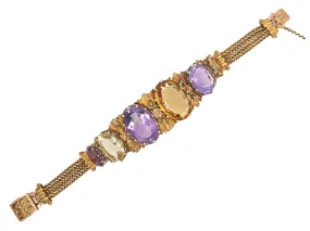 Georgian gold amethyst and citrine bracelet