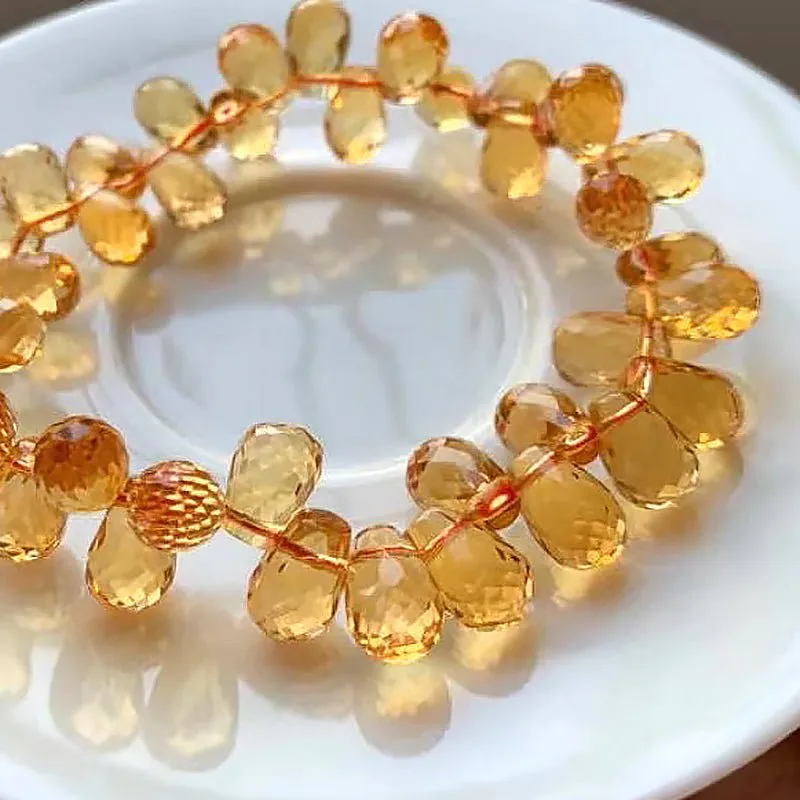 Glimmery Golden Citrine Beaded Bracelet for Women