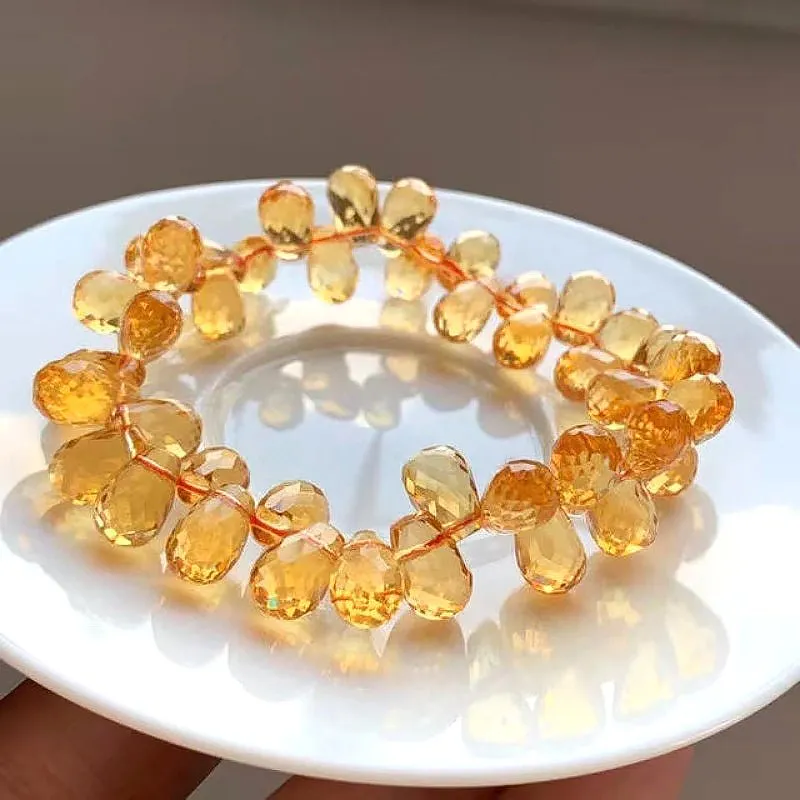 Glimmery Golden Citrine Beaded Bracelet for Women