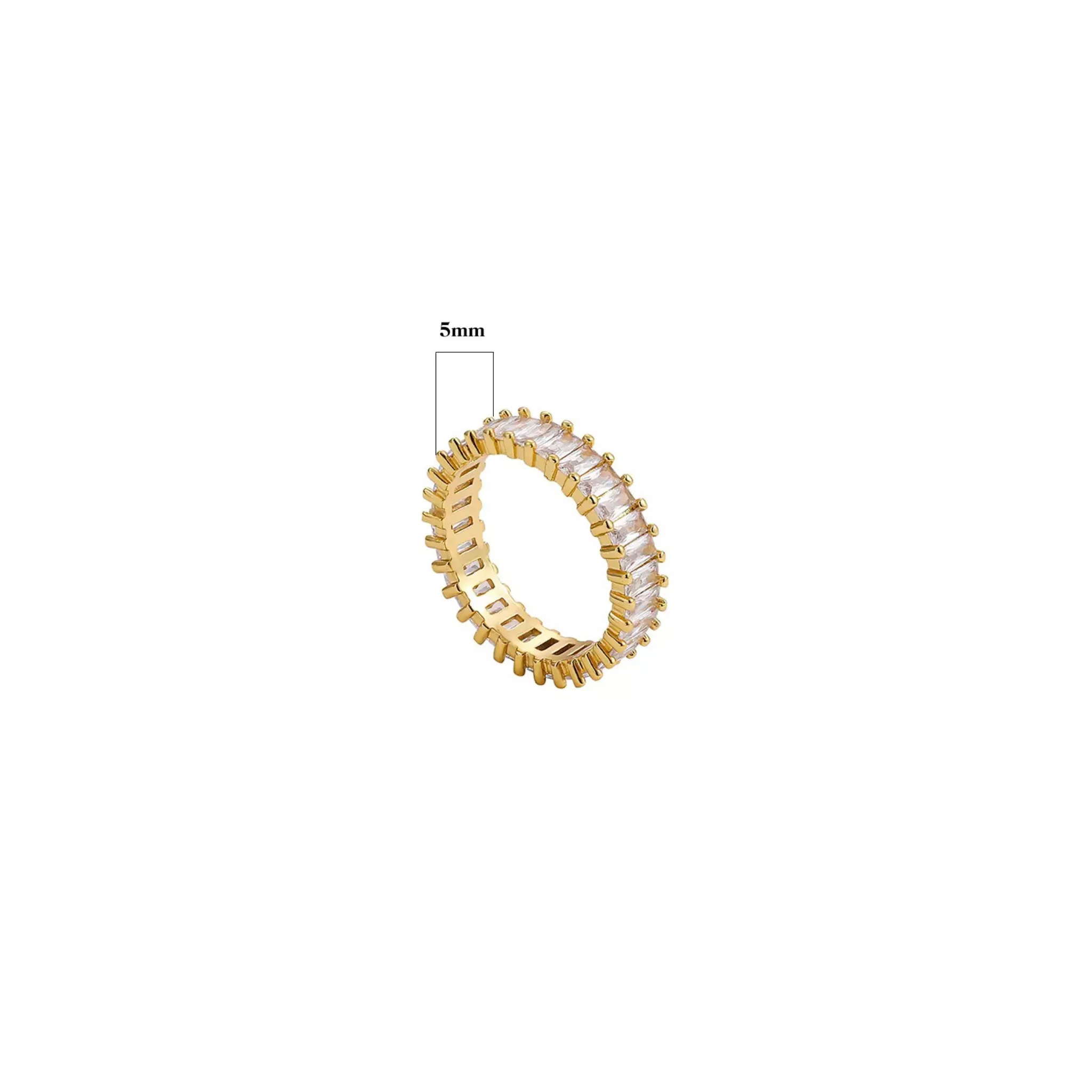 Gold Crystal Baguette Cut Eternity Band Ring