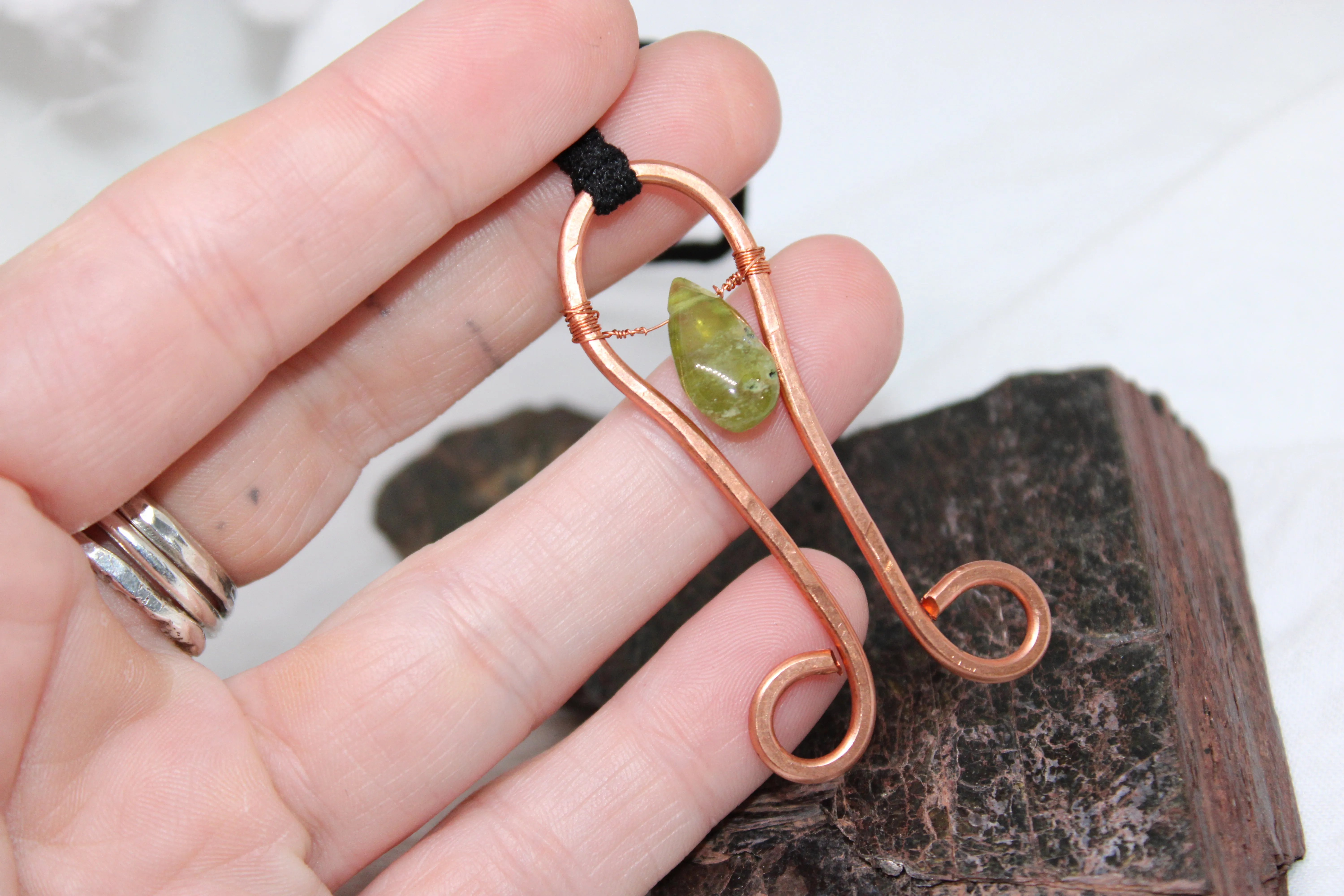 Green Vesuvianite Copper Pendant