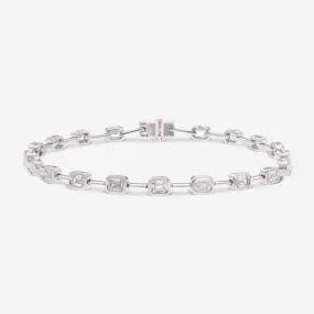 Ina Mar 18K White Gold Emerald Cut Diamond Link Bracelet ALB-19554