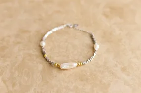 Indigo and Wolfe Luana Baroque Pearl S925 Sterling Silver Crushed Bracelet