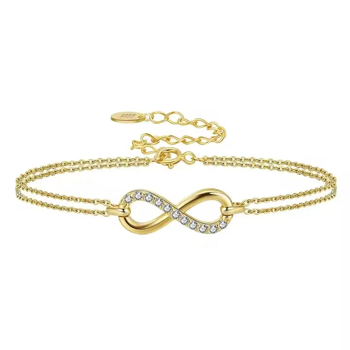 Infinity Bangle Decorative 5A CZ Round Brilliant Cut