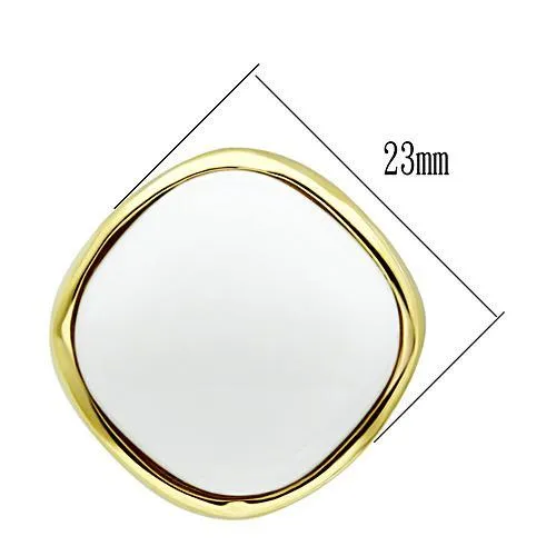 IP Gold(Ion Plating) Brass Earrings with Synthetic Synthetic Glass in White for Women White Stone Color Style GL338
