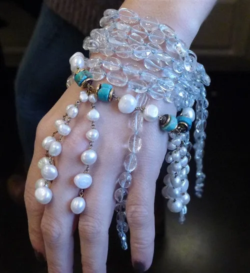 Iradj Moini Multi Strand Blue Topaz, Pearl, and Turquoise Bracelet