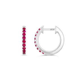 Krisscut Half Moon Ruby Huggies Small | 18K White Gold