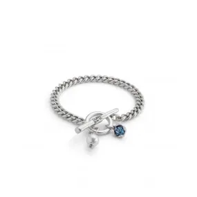 Ladies Charismatic Blue Silver Faceted Crystal Medium Two Expearltional Bracelet PUL2374AZUMTL0M