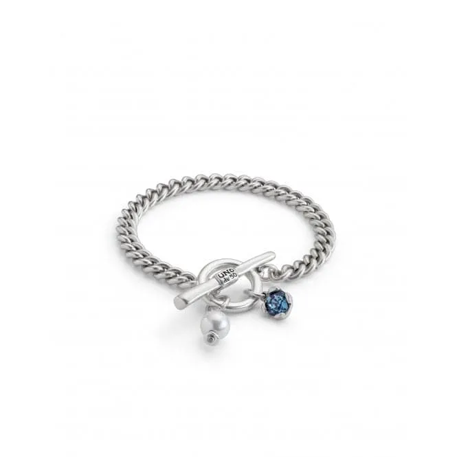 Ladies Charismatic Blue Silver Faceted Crystal Medium Two Expearltional Bracelet PUL2374AZUMTL0M