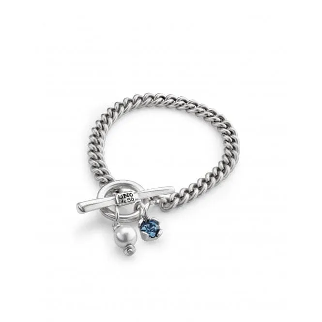 Ladies Charismatic Blue Silver Faceted Crystal Medium Two Expearltional Bracelet PUL2374AZUMTL0M