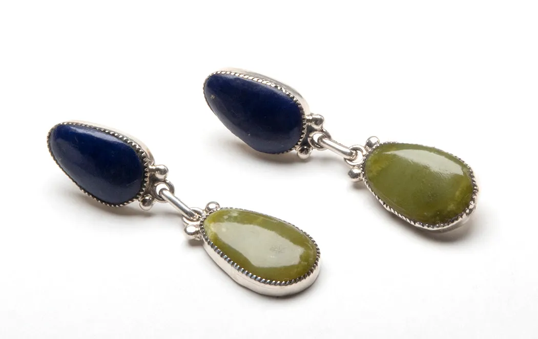 Lapis & Serpentine Drop Earrings