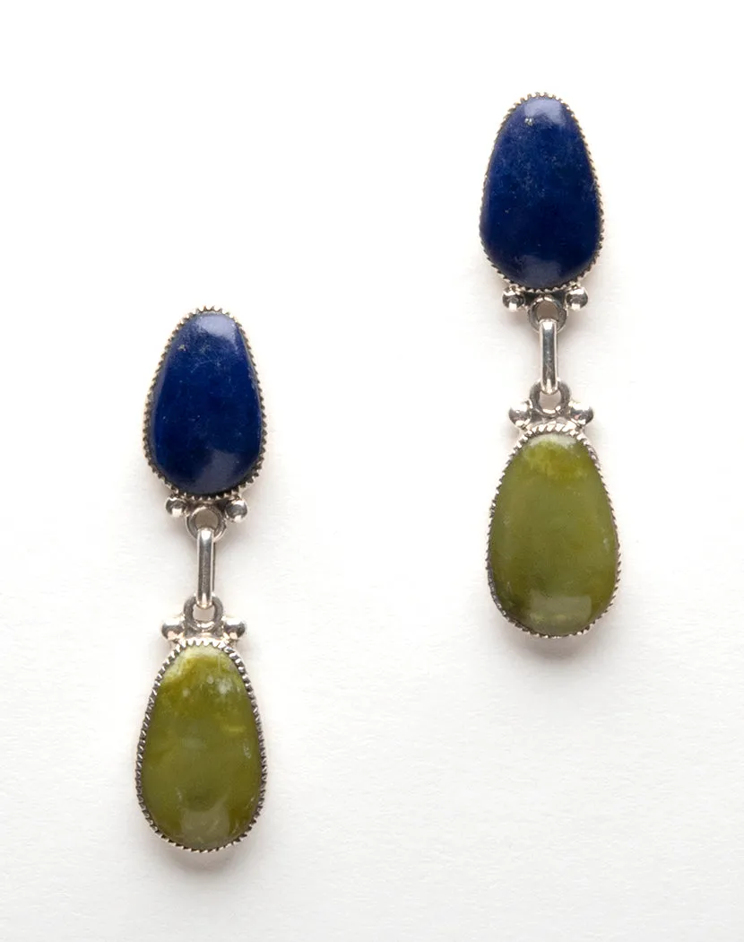 Lapis & Serpentine Drop Earrings