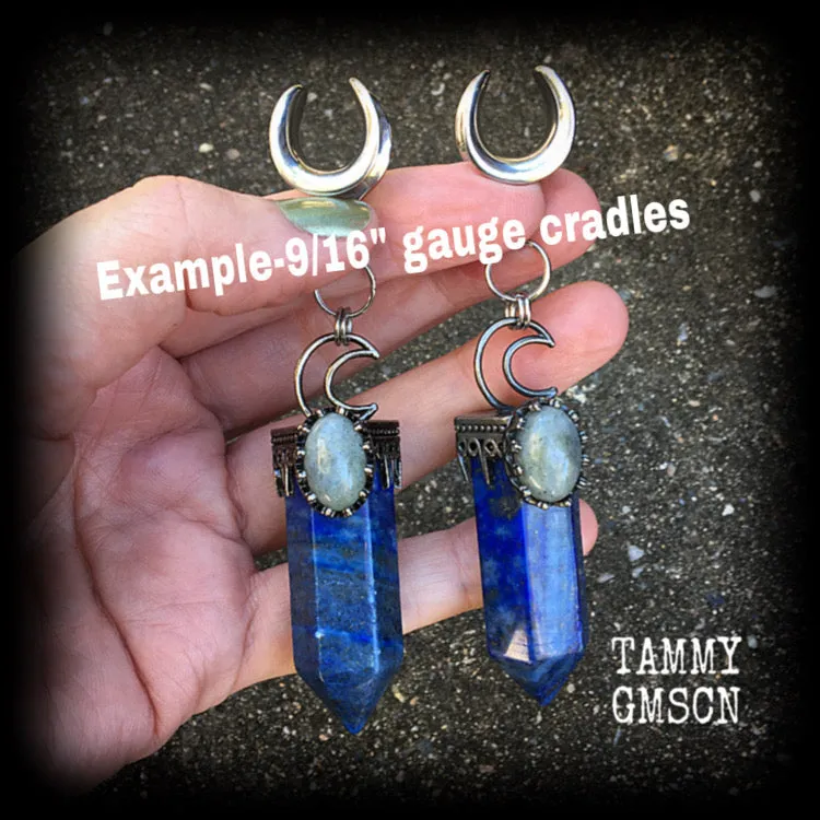 Lapis lazuli and Labradorite ear weights-Gemstone ear hangers