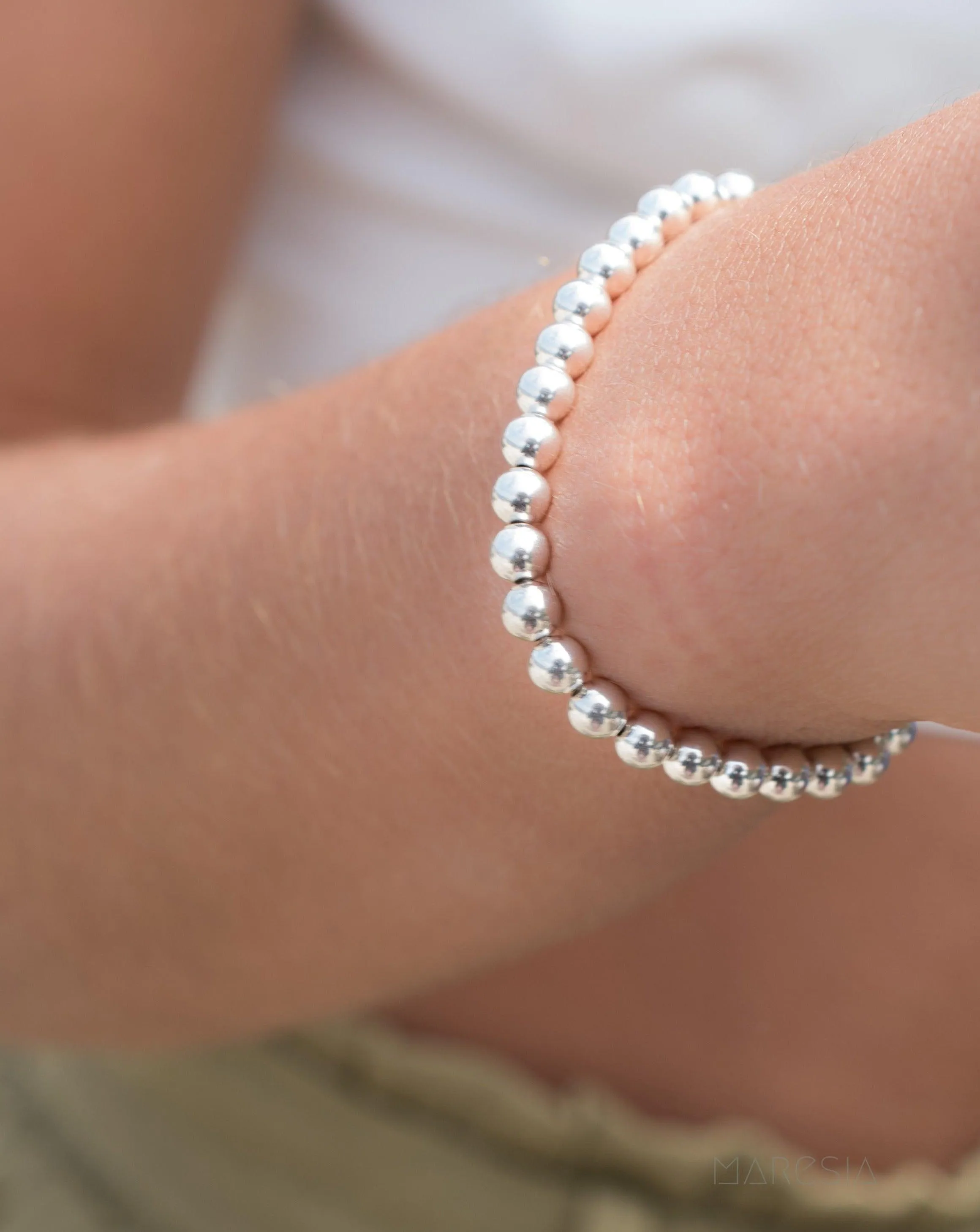Large Beads Sterling Silver or Gold Filled Bracelet ~ MB010
