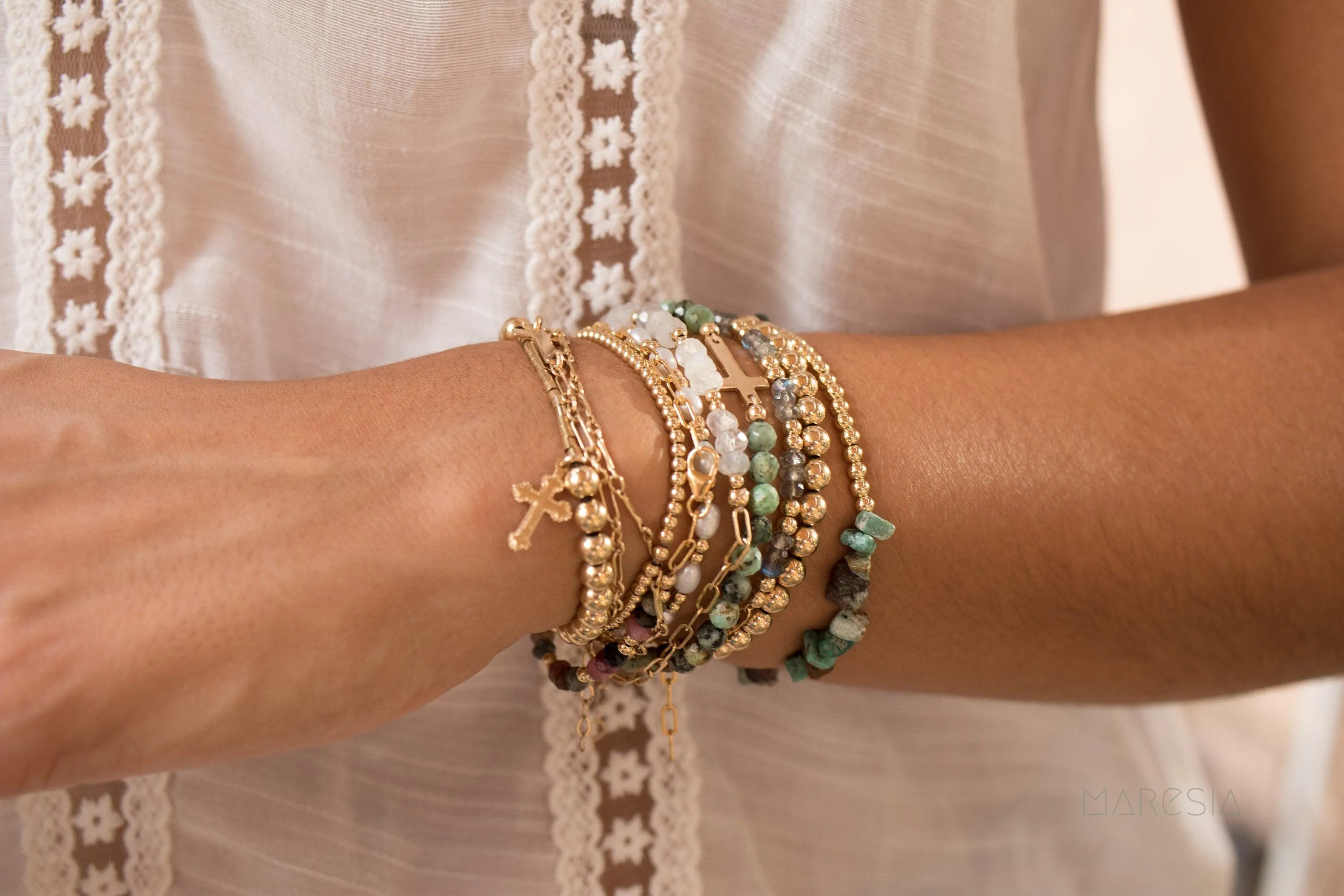 Large Beads Sterling Silver or Gold Filled Bracelet ~ MB010