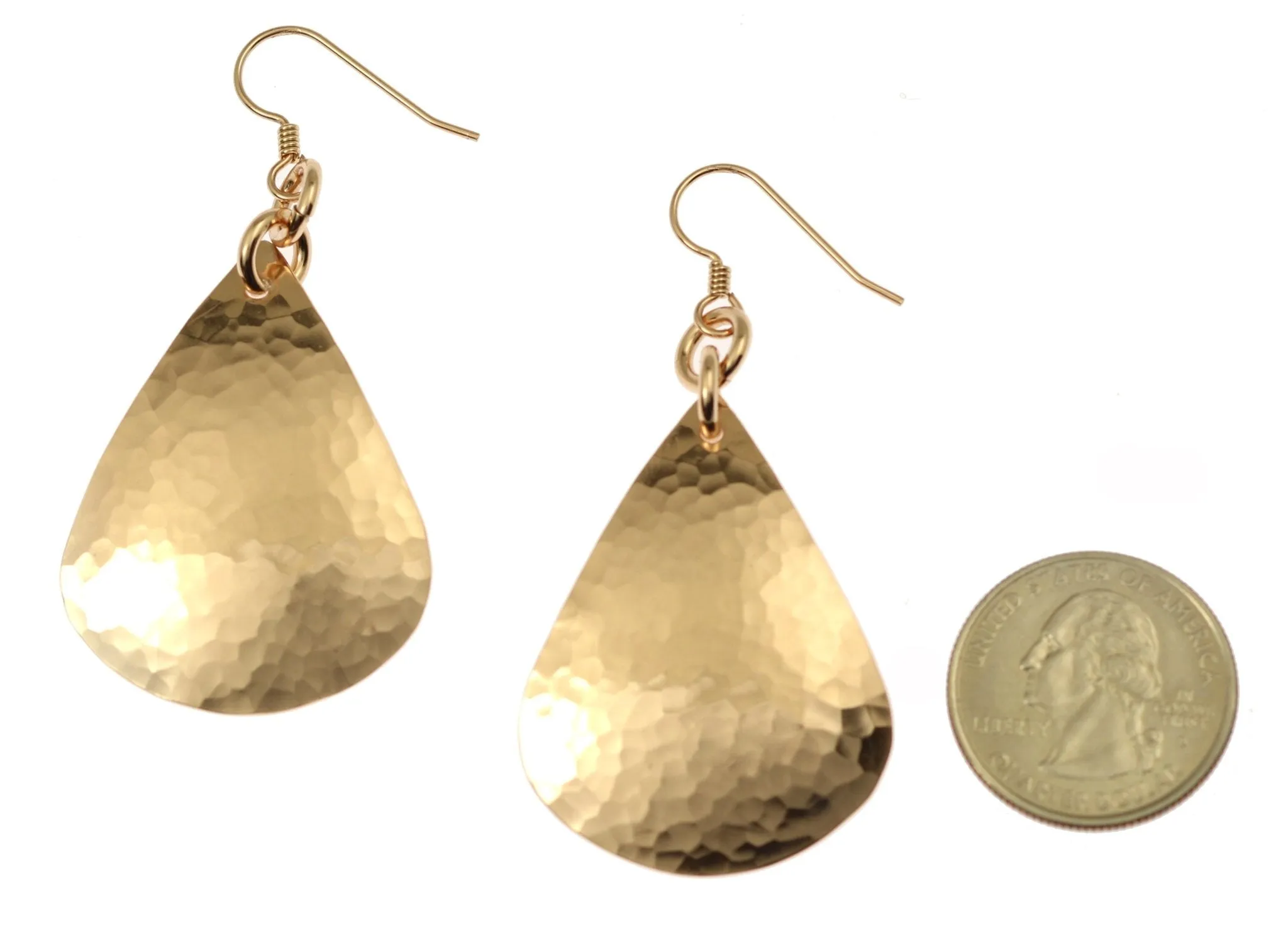Large Hammered Bronze Teardrop Earrings