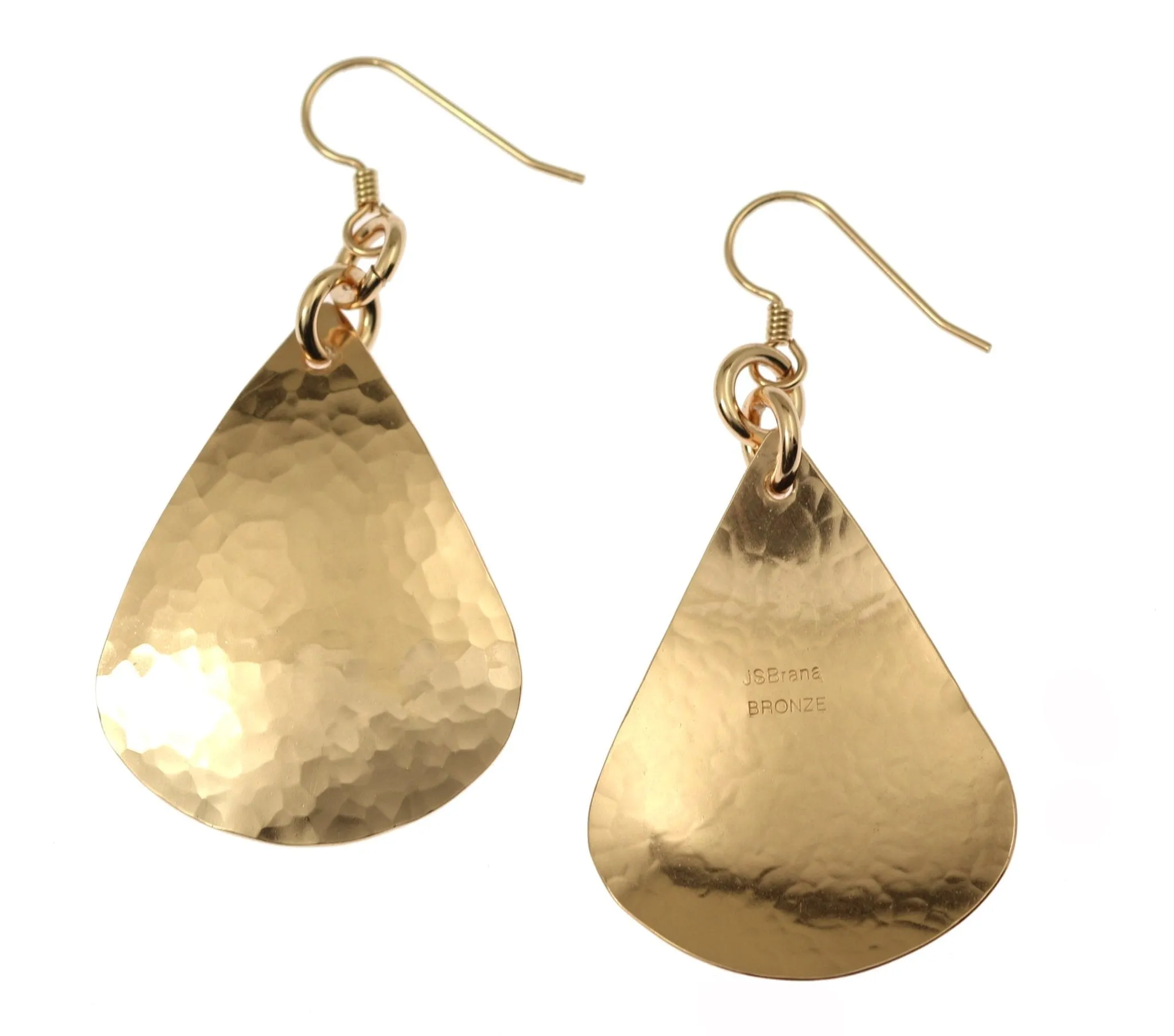 Large Hammered Bronze Teardrop Earrings