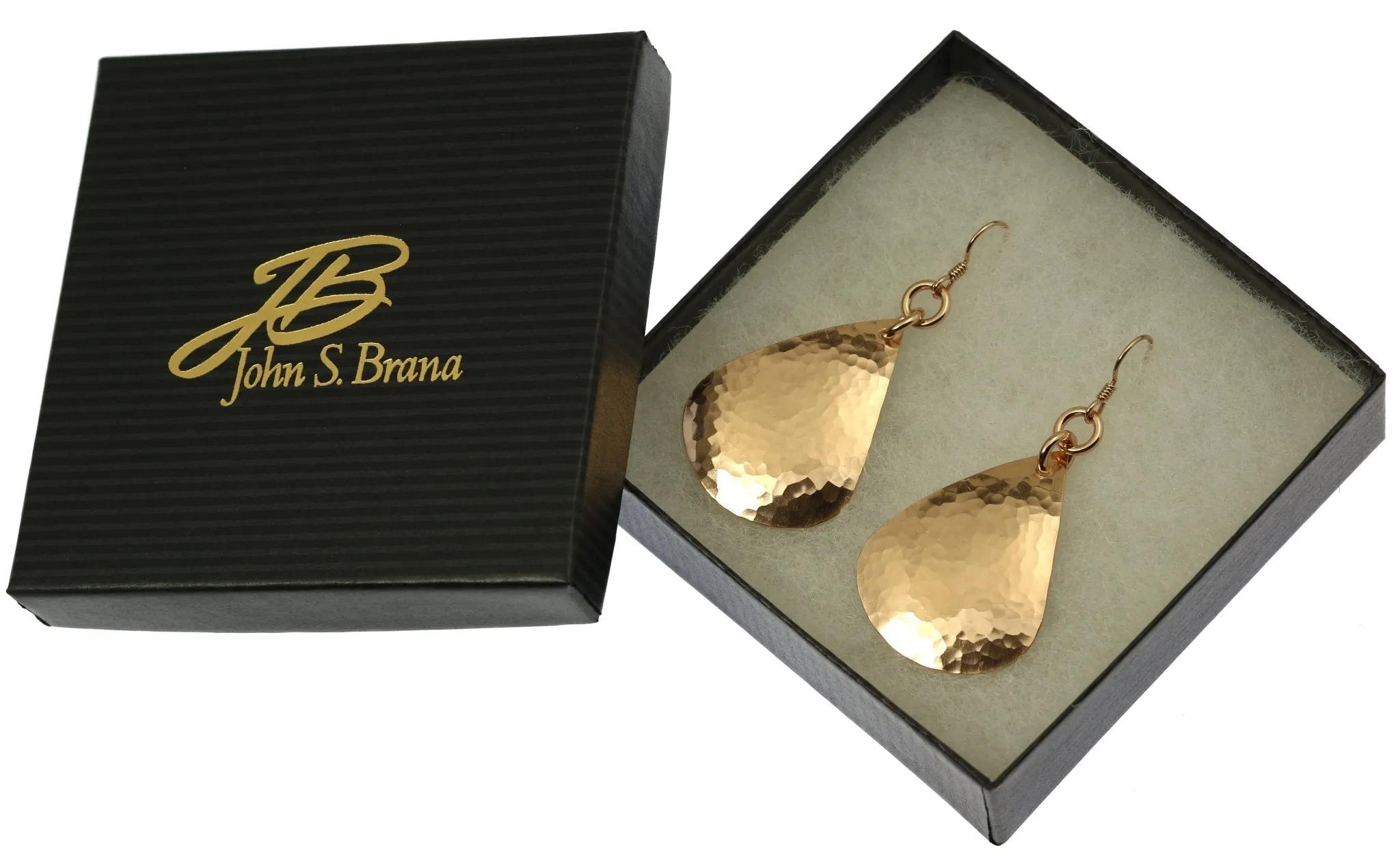 Large Hammered Bronze Teardrop Earrings