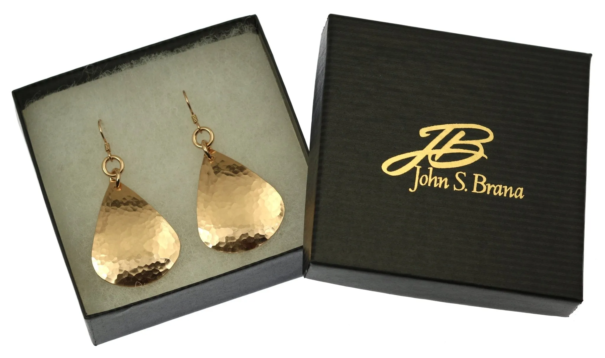 Large Hammered Bronze Teardrop Earrings