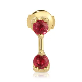 LARGE ROUND RUBY ORBIT EARRING