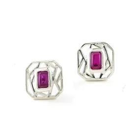 Lattice Created Ruby Stud Earrings