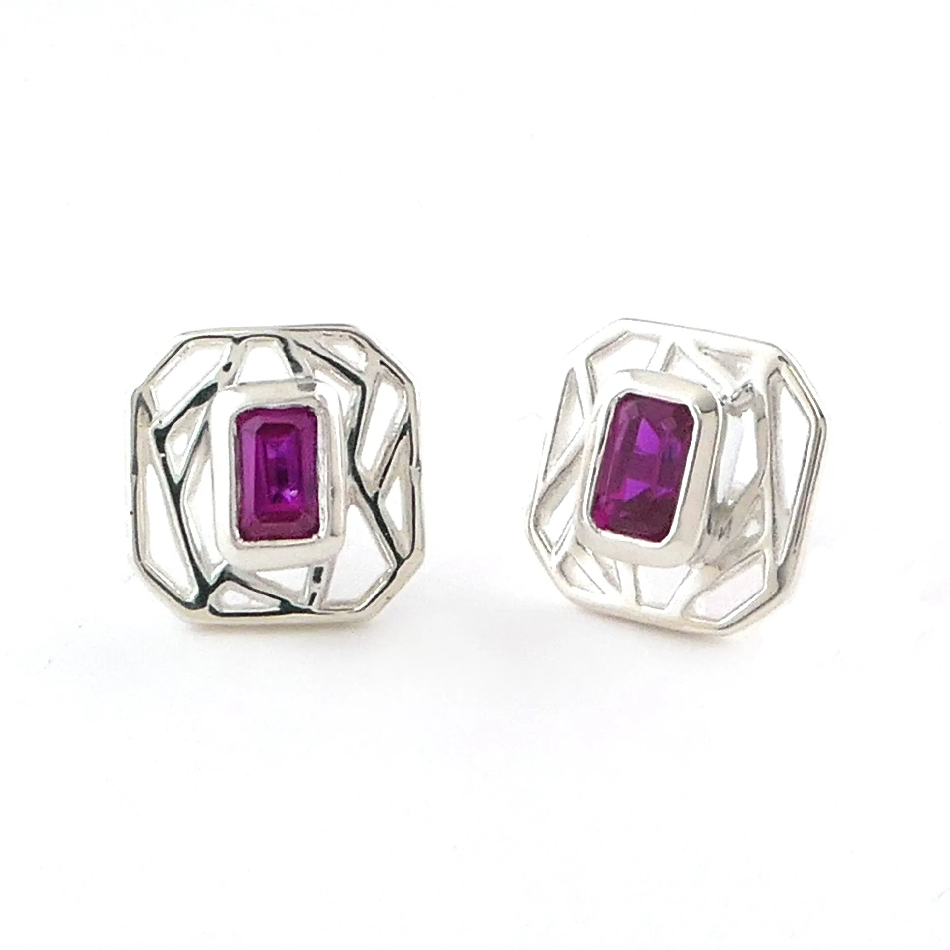 Lattice Created Ruby Stud Earrings